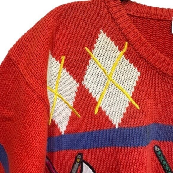P'Galli Designers Women's S Vintage Golf Club Sweater Knit Argyle Diamond Retro - Picture 4 of 8